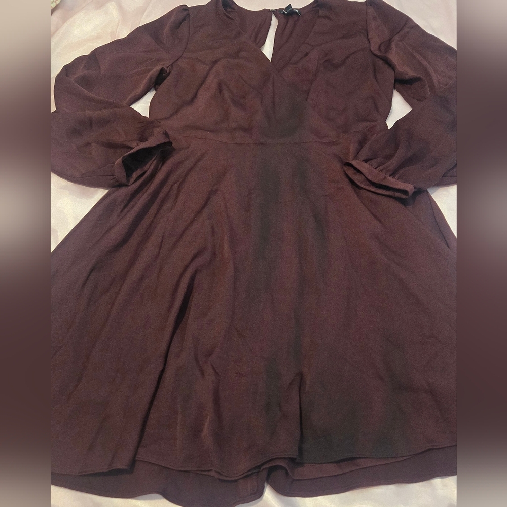 Express burgundy plum v neck mini dress